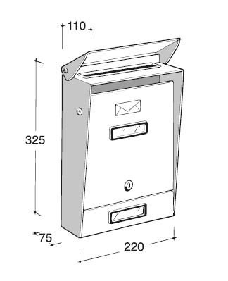 Cassetta postale Silmec 10-001 in acciaio inox con tetto apribile