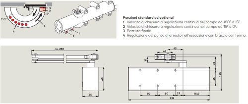 Chiudiporta DORMA TS 71 con braccio senza fermo - - argento