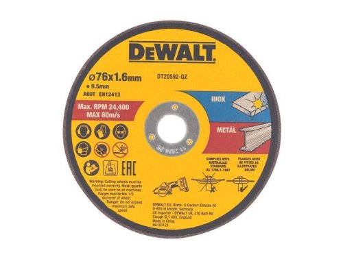 Dewalt DT20592-QZ blister 3 dischi da taglio abrasivi ø 76x1,6x10 mm