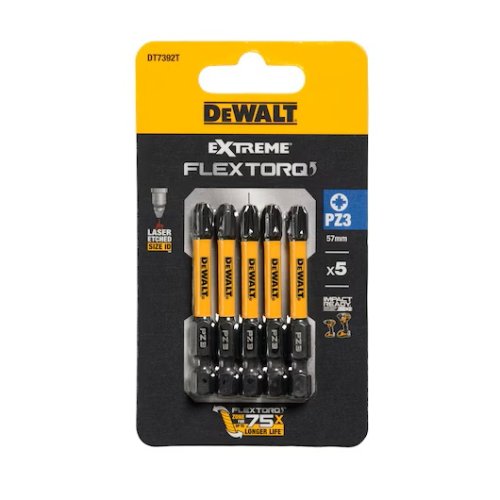 Dewalt DT7392T-QZ Set di 5 inserti avvitare Extreme Flex Torq Pozidrive 3