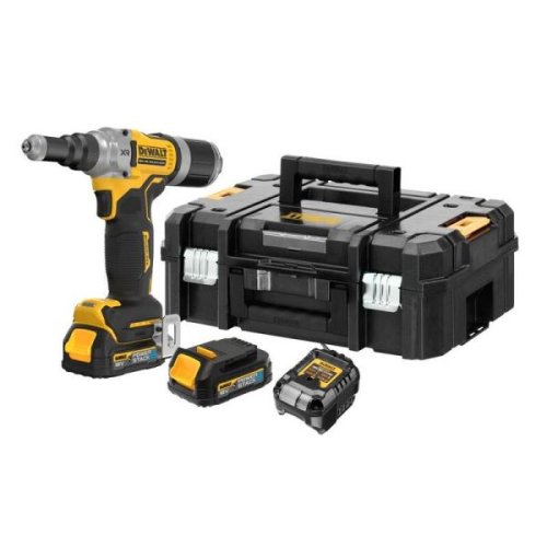 Dewalt DCF414E2GT-QW - rivettatrice 18V POWERSTACK (con 2 batterie e caricabatterie)