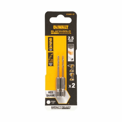 Punta trapano Dewalt HSS-G Black e Gold attacco esagonale 1/4" - ø mm 2,50
