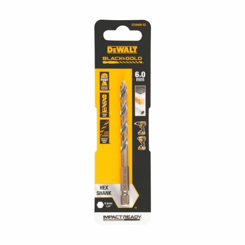 Punta trapano Dewalt HSS-G Black e Gold attacco esagonale 1/4" - ø mm 6,00