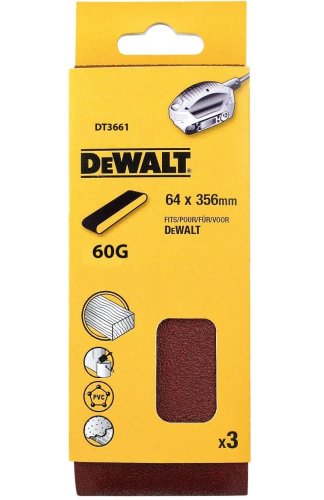 Dewalt DT3661-QZ set 3 nastri abrasivi 64 x 356 mm G60