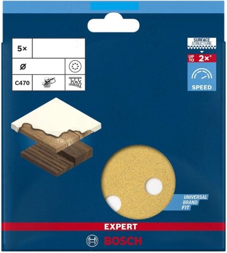 Dischi abrasivi per levigatrici rotorbitali C470 ø 125mm G120 Bosch Expert 2608900807 (5 pezzi)