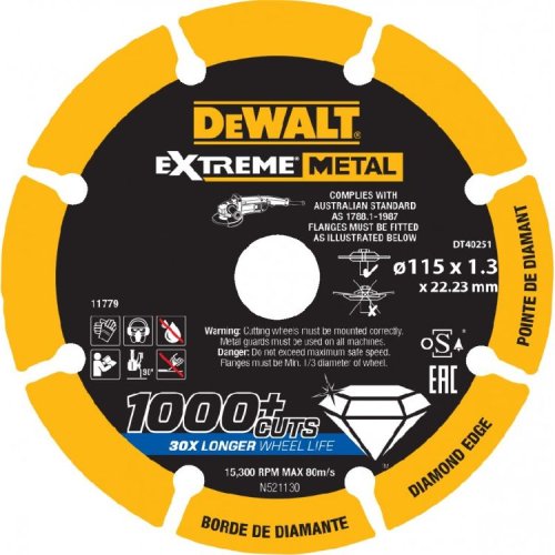 Disco diamantato taglio metalli DEWALT DT40251 ø 115MM