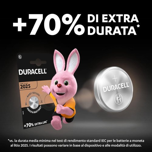 Batteria a bottone Duracell CR2025 litio Baby Secure (2 pezzi)