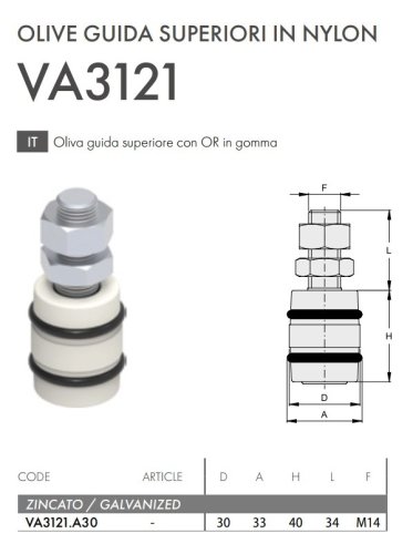 Oliva guida superiore in nylon con OR in gomma FAC VA3121.A30