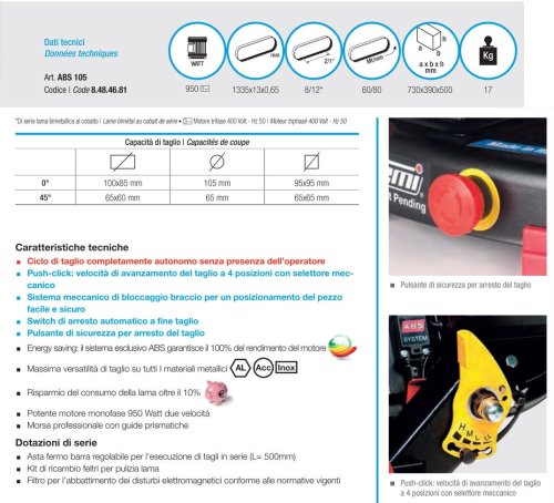 Segatrice a nastro per metalli Femi ABS 105 | 950W 240V