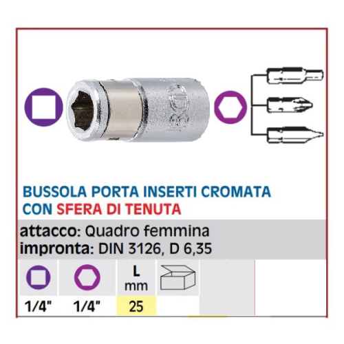 Bussola porta inserti avvitare 1/4" Fermec BGS 8213