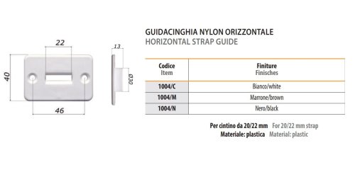 Guidacinghia orizzontale per cintino tapparella mm 20/22 Bolis 1004 - - bianco