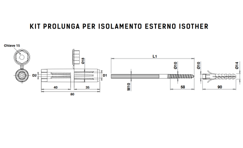 Tassello prolungato isolato termicamente Torbel Isother - ø mm 6 - L (mm) 195