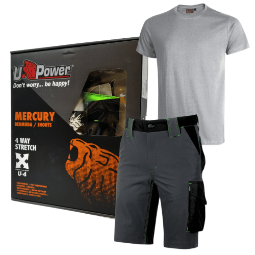 KIT ESTIVO UPOWER MERCURY bermuda + T-shirt grigio/verde - taglia S