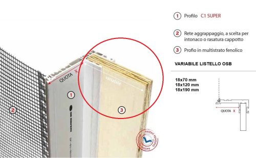 Listello legno OSB per controtelaio PVC C1 SUPER DeFAVERI 3m - mm 18x70