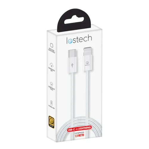 Cavo USB C / Lightning Apple iPhone ricarica rapida 30W bianco Premium Lostech LS-NB01LW