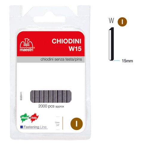 Chiodini senza testa per fissatrici MAESTRI W15 1130820 (2000 pz)