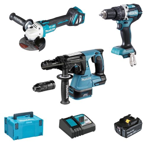 Kit elettroutensili a batteria 18V-5Ah BRUSHLESS MAKITA DLX3119TJ