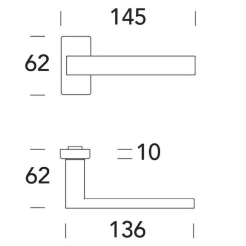 Maniglia in acciaio inox per porta Reguitti Kyoto Q18 con rosetta rettangolare