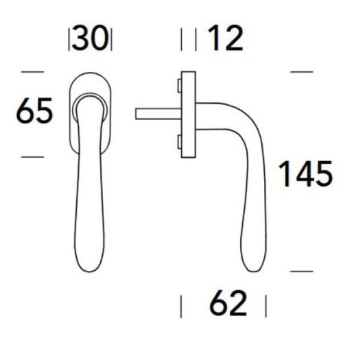 Maniglia Martellina DK Reguitti BETTY F83 con rosetta ovale - - ottone lucido