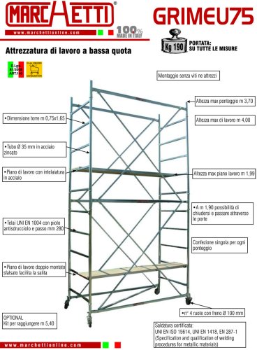 Ponteggio in acciaio Marchetti GRIM EU75 m5,40