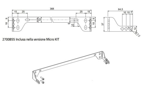Staffa unica basculante per attuatore MICRO + Mingardi 2700855