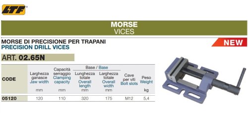 Morsa di precisione per trapano a colonna LTF 02.65N 05120