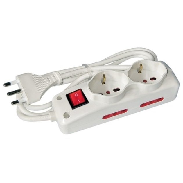 Multipresa Italiana 16A – 3 Prese Schuko + 2 USB (A E C) – Cavo 1,5m, Interruttore, Bianca