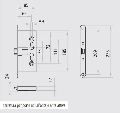 Serratura per anta porte NINZ 3201001.001 