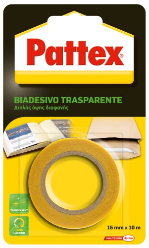 Nastro Pattex biadesivo trasparente 15 mm x 10m