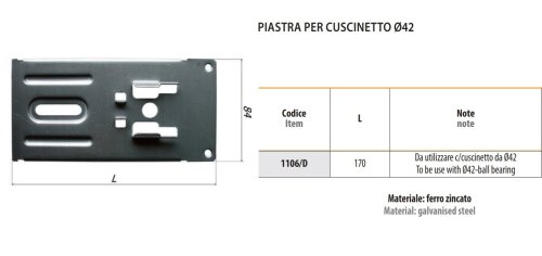 Piastra supporto per cuscinetto tapparella ø 42 mm Bolis 1106/D