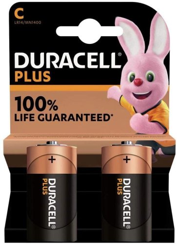 Batterie pile alcaline Duracell PLUS C2 mezza torcia (2 pezzi)