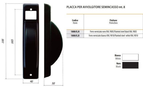 Placca bianca per avvolgitore 8m semincasso tapparella Bolis 1800/G - - nero
