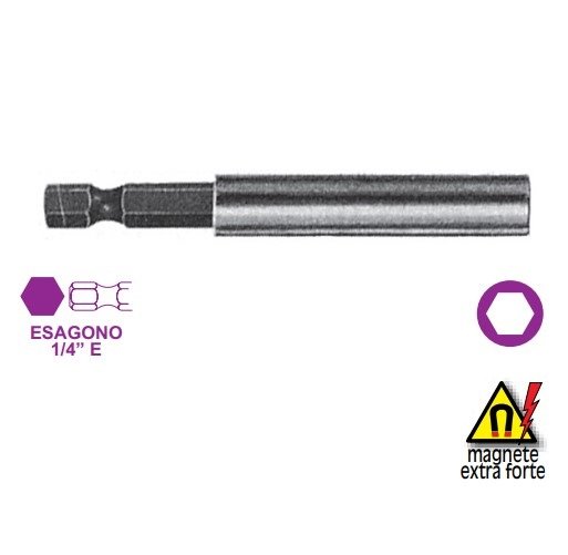 Porta inserti avvitare magnetico Fermec 10052 1/4 - mm 150 - Cod.  10052.150 - ToolShop Italia