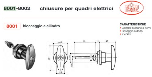 Maniglia chiusura quadri elettrici PREFER 8001.0013.0000
