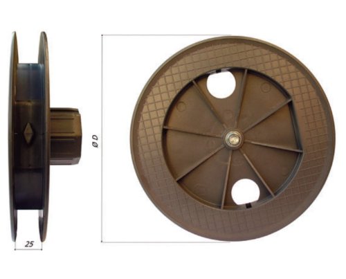 Puleggia in PVC per tapparella ø 220 mm, ottagonale 60, perno interno Bolis 1209/G