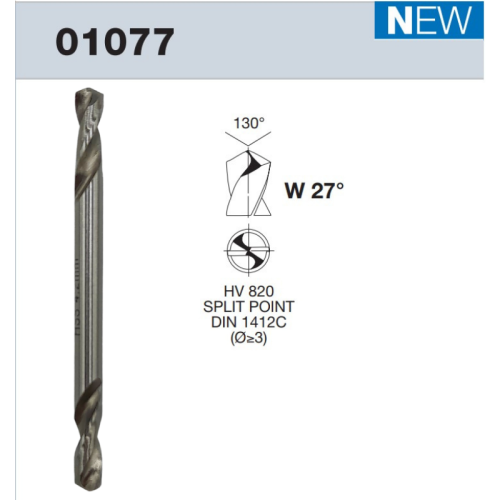 Punta Krino HSS-G 01077420 a doppia elica extra corta Ø 4,2 mm
