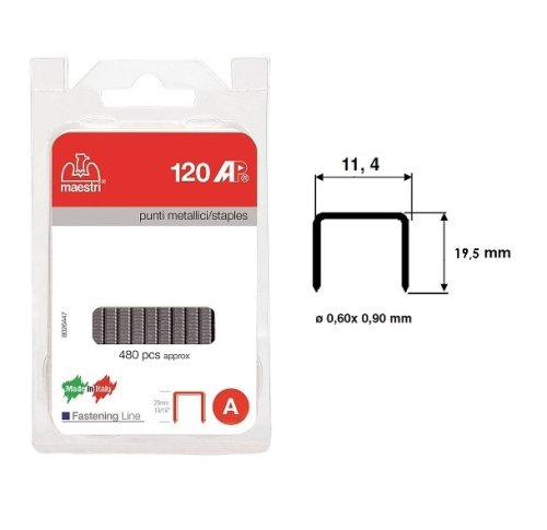 Punti metallici zincati Maestri 120AP 1110132 (480 pezzi)