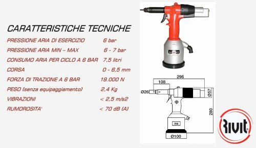 Rivettatrice oleopneumatica RIVIT RIV998 per inserti da M3-M12