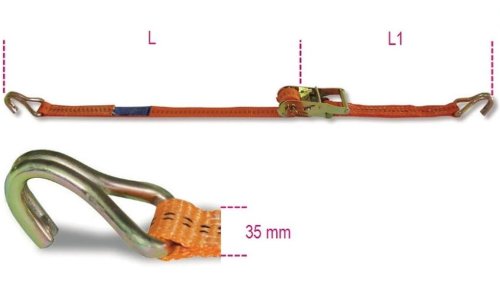 Fascia di ancoraggio a cricchetto con ganci ad uncino Robur 8181 (6 mt)