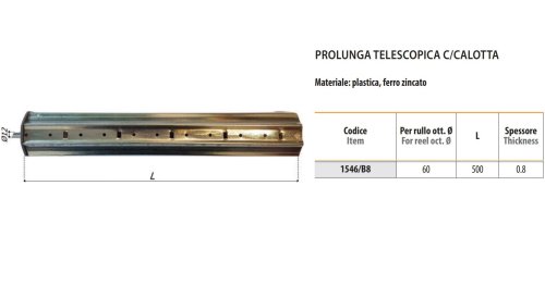 Prolunga telescopica cm 50 per rullo ottogonale tapparella 60 mm Bolis 1546/B8