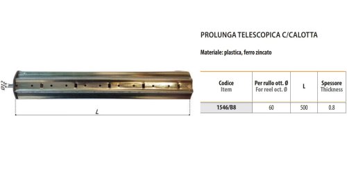 Prolunga telescopica cm 50 per rullo ottogonale tapparella 60 mm Bolis 1546/B8 