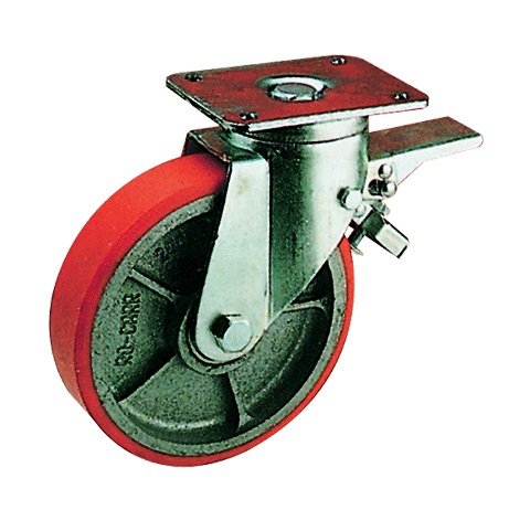 Ruote Rocarr 700P ghisa e poliuretano piastra girevole + freno - ø mm 100