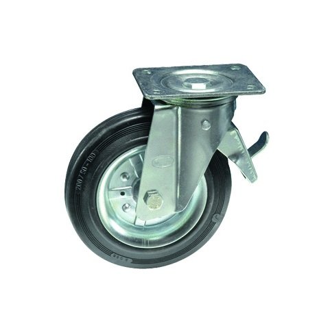 Ruota in gomma per carrelli con piastra girevole e freno Rocarr 350FR - ø  mm 80 - Cod. 350/FR.R80 - ToolShop Italia