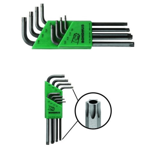 Serie 8 chiavi piegate a "L" impronta Torx con foro viti sicurezza BONDHUS 32434 TR-TL8