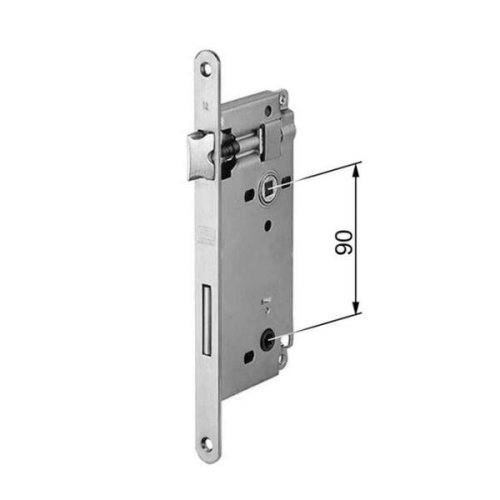 Serratura ad incasso per porte bagno bordo tondo INT.90 mm F22 AGB B00595 - - bronzato