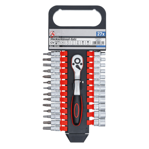 Assortimento 27 chiavi a bussola con inserti avvitare e cricchetto 1/4 BGS15105