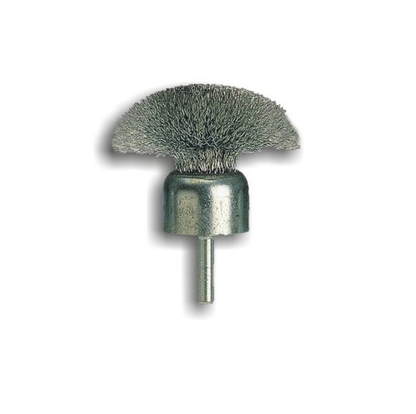 Spazzola a fungo in acciaio ondulato con gambo ø 6 mm per trapano