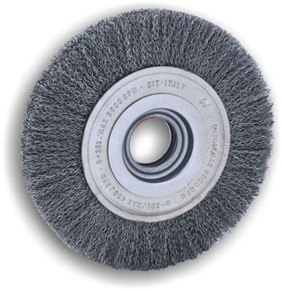 Spazzola circolare in acciaio ondulato per mola da banco - / ø mm 150xE27  F38 - Cod. 0060 - ToolShop Italia