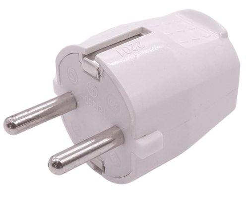 Spina elettrica schuko bianca diritta 2P+T 16A 250V