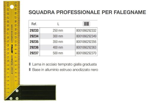 Squadra per falegname Metrica con lama in acciaio - mm 250